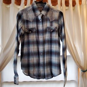 Wrangler flannel & lace button-down shirt